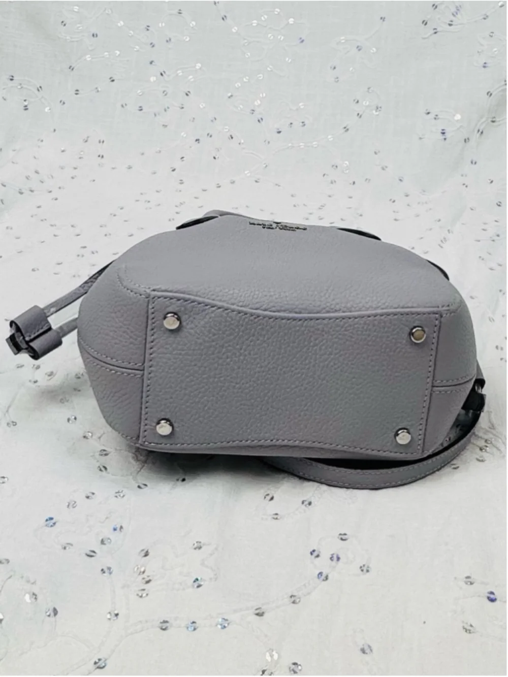 Kate Spade Dumpling Mini Satchel Pebbled Leather Mountain Grey Crossbody Bag